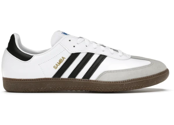 Adidas Samba OG Blanco de color blanco, negro y con la suela marrón