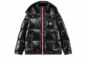 Chaqueta Moncler Brillante Negra Cremallera Roja