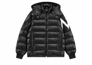 Chaqueta Moncler Acolchada Negra Logo Manga