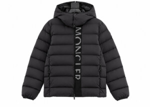 Chaqueta Moncler Acolchada Negra Logo Vertical