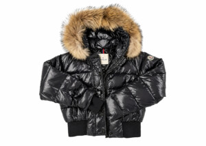 Chaqueta Moncler Infantil Negra Pelo Marrón