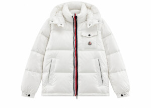 Chaqueta Moncler Acolchada Blanca Cremallera Roja