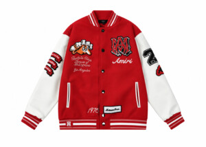 Chaqueta Amiri Varsity Parches Roja Blanca