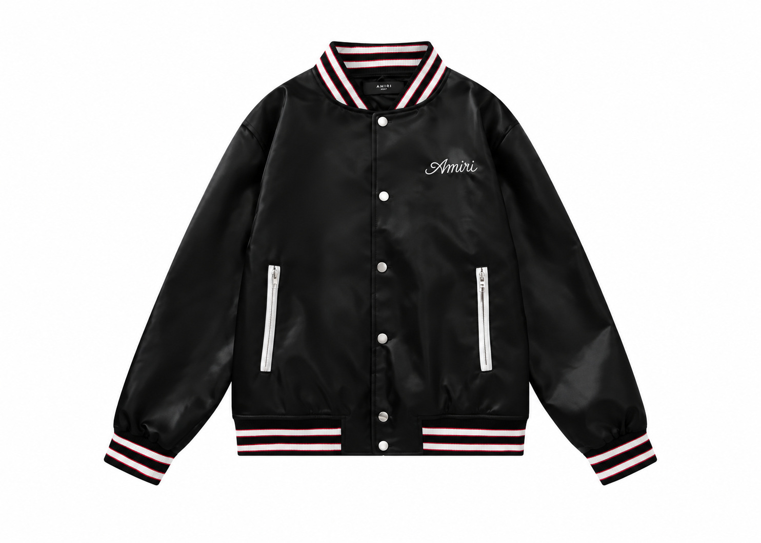 Chaqueta Amiri Varsity Negra Cuello Rayas