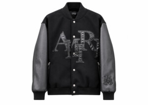 Chaqueta Amiri Varsity Lana Negra Mangas Piel
