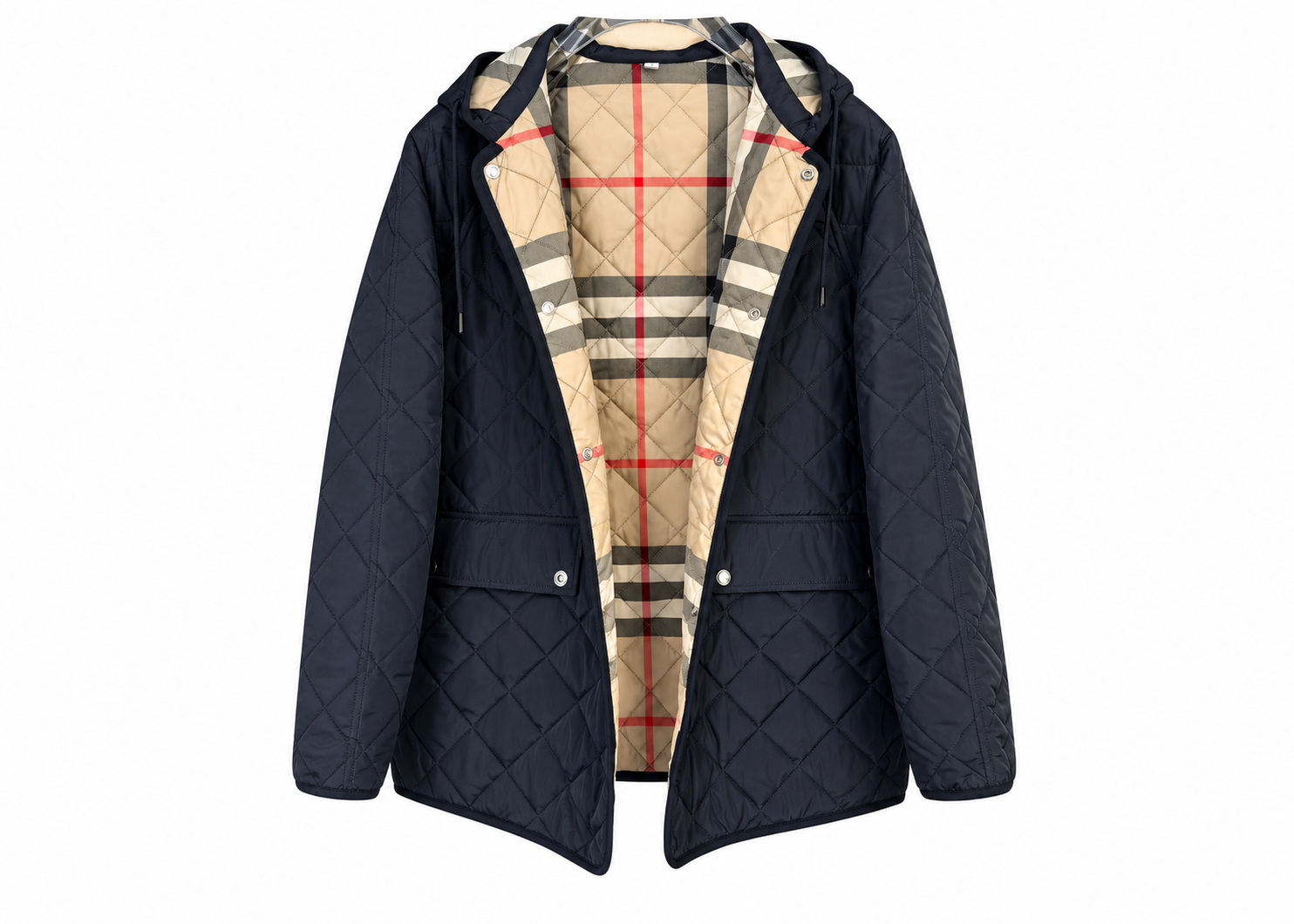 Parka Burberry Acolchada Azul Marino Cuadros