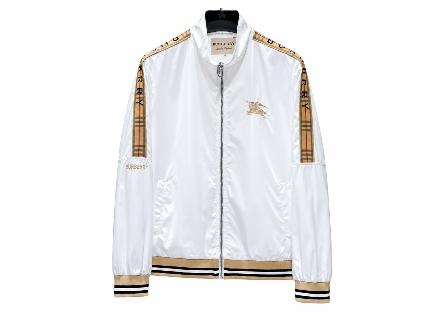 Chaqueta Burberry Deportiva Blanca Franjas Beige