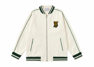 Chaqueta Burberry Track Blanca Bordado Verde