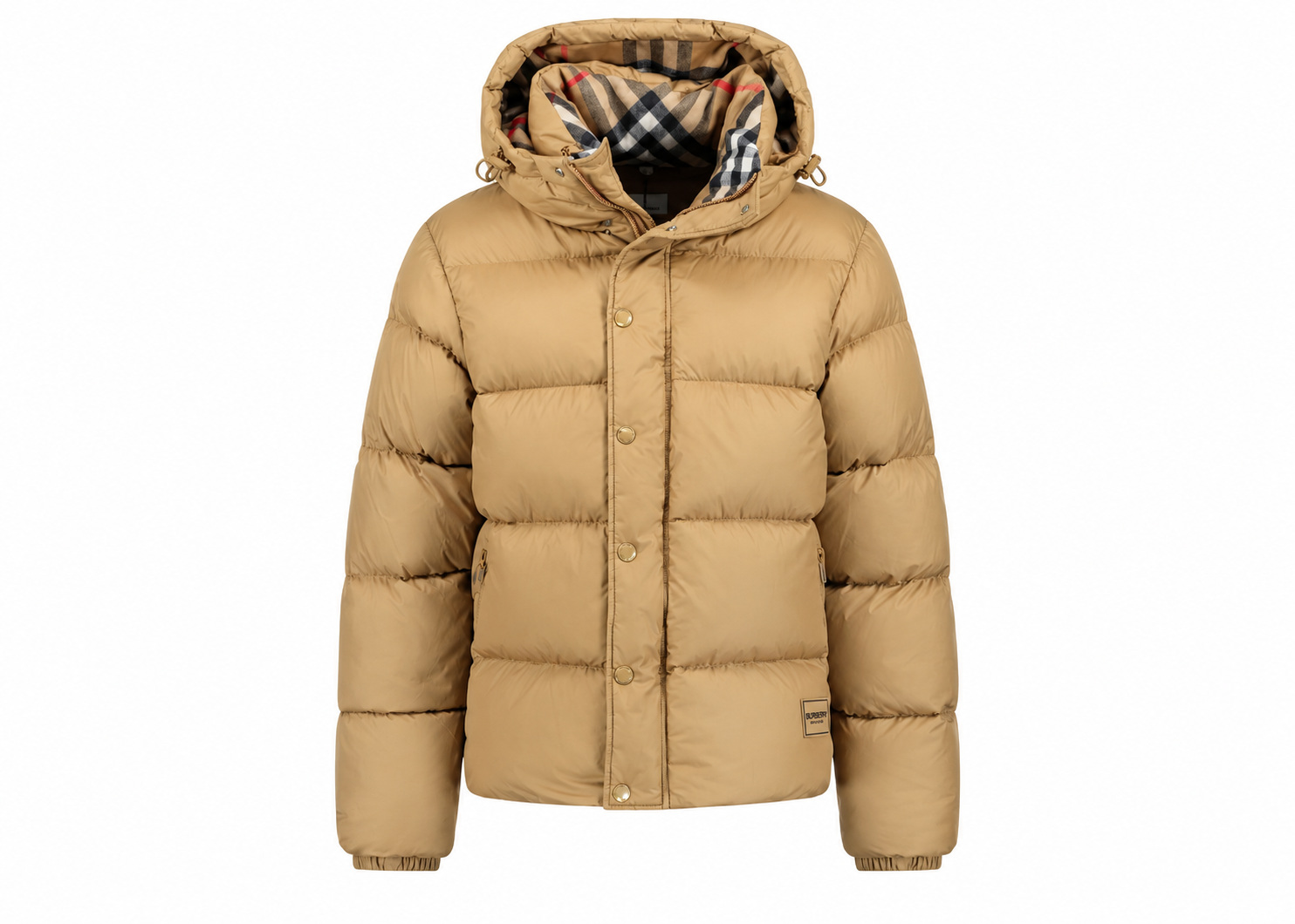 Chaqueta Burberry Acolchada Camel Capucha Cuadros