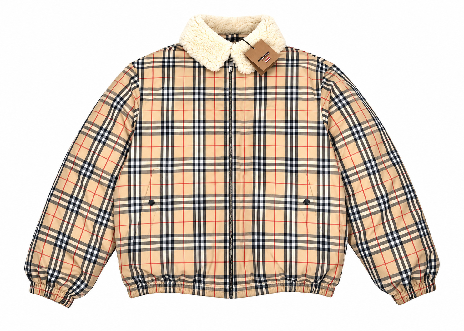 Chaqueta Burberry Nova Check Beige Cuello Pelo