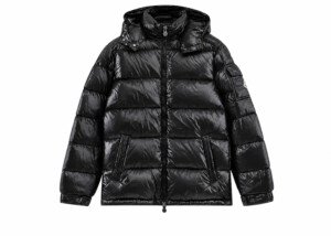 Chaqueta Moncler Acolchada Negra Brillante Capucha