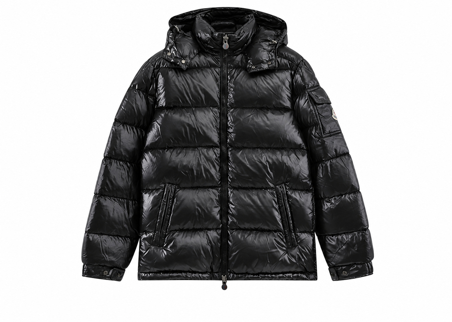Chaqueta Moncler Acolchada Negra Brillante Capucha